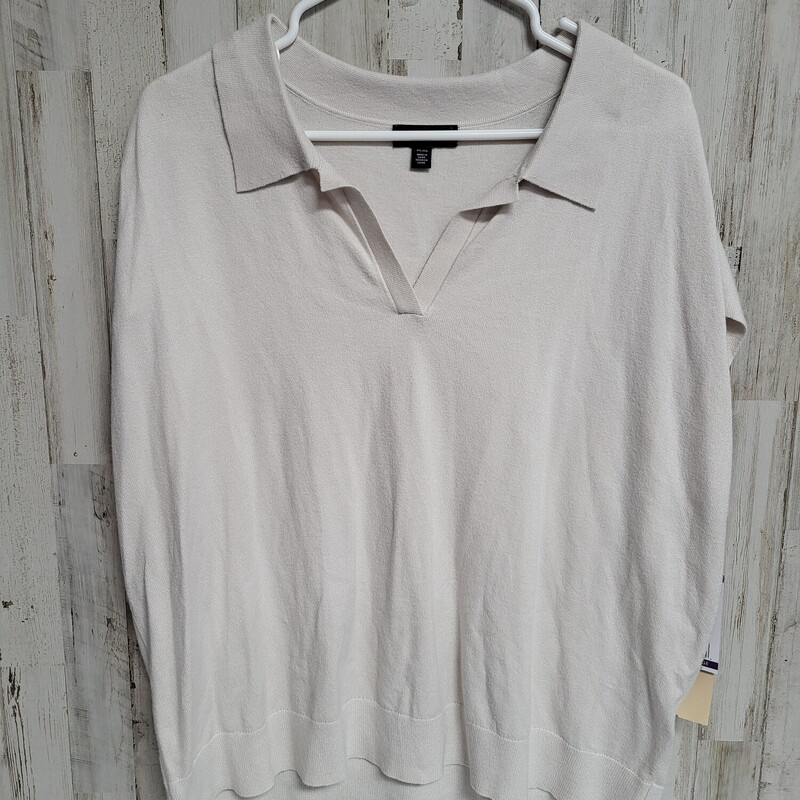 2X White Knit Collar Top