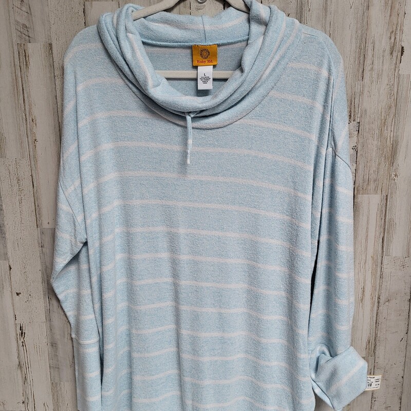 L Lt Blue Stripe Cowl Top, Blue, Size: Ladies L