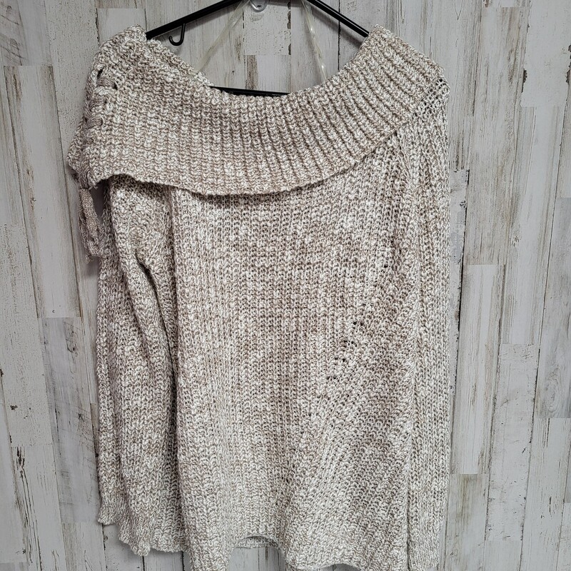 L Tan Knit Cowl Sweater