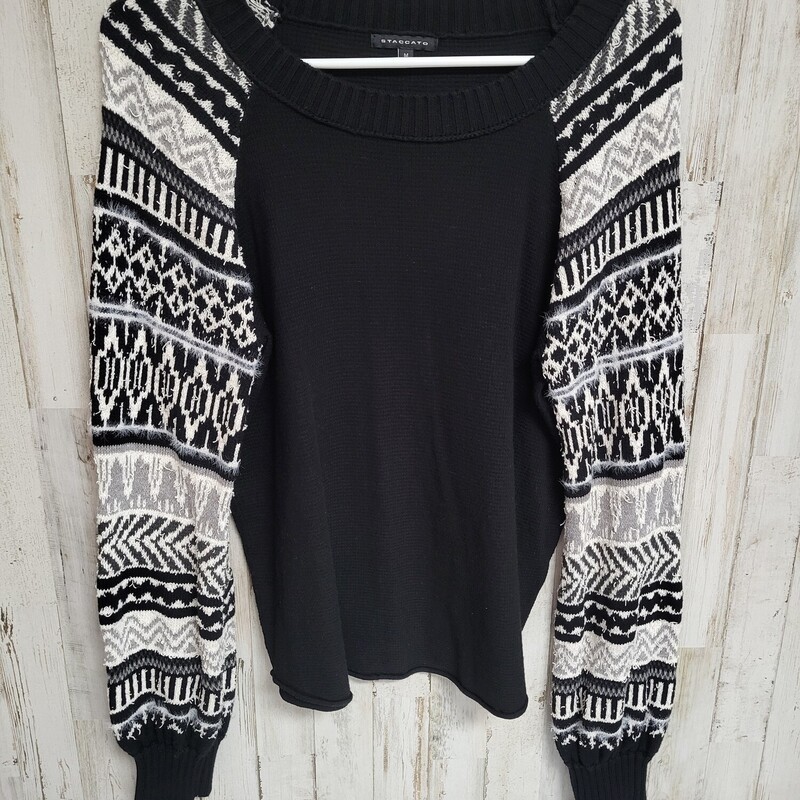 M Black Printed Knit Top