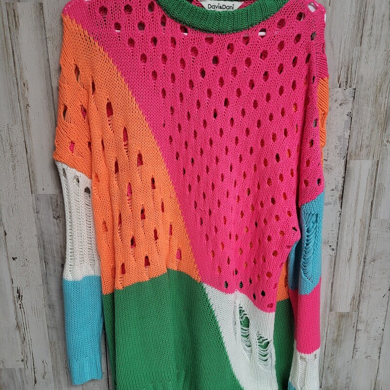 M Distress Neon Sweater