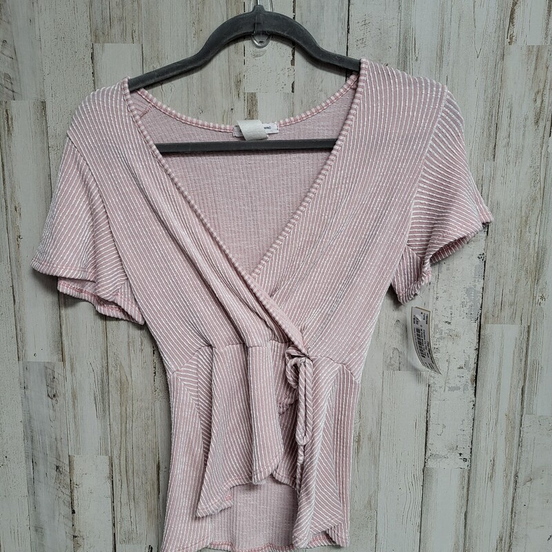 M Pink Stripe Tie Top