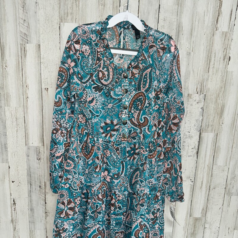 7/8 Teal Paisley Sheer Dr