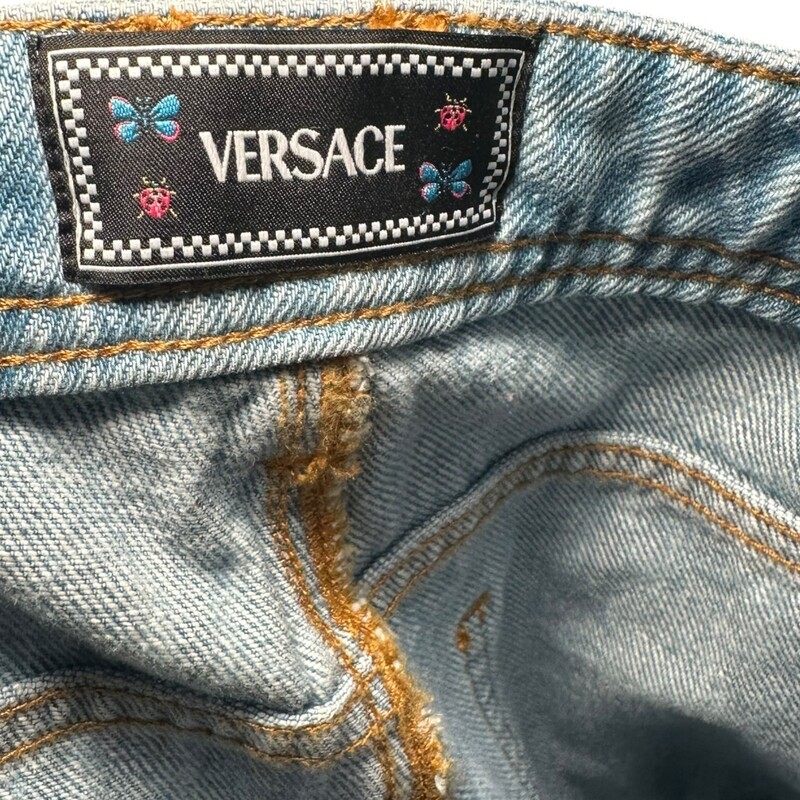 Versace All Over Logo Denim Straight Jeans<br />
<br />
Size 31