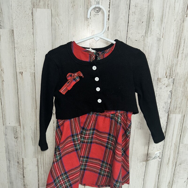 2T 2pc Red Plaid Dress