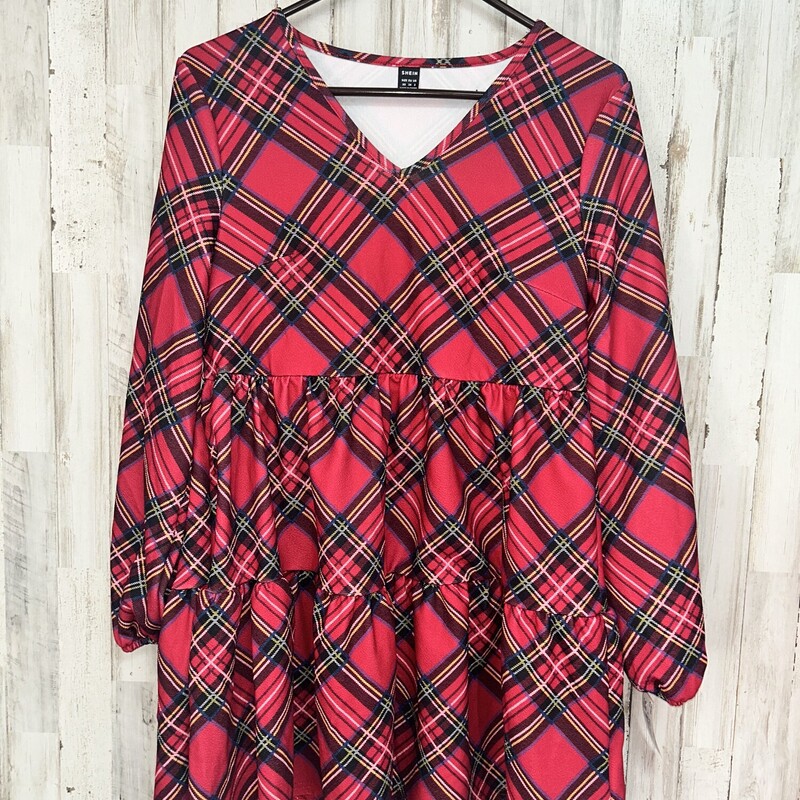 XS Red Plaid Tier Dress