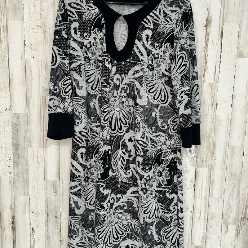 L Grey Printed Knit Dress