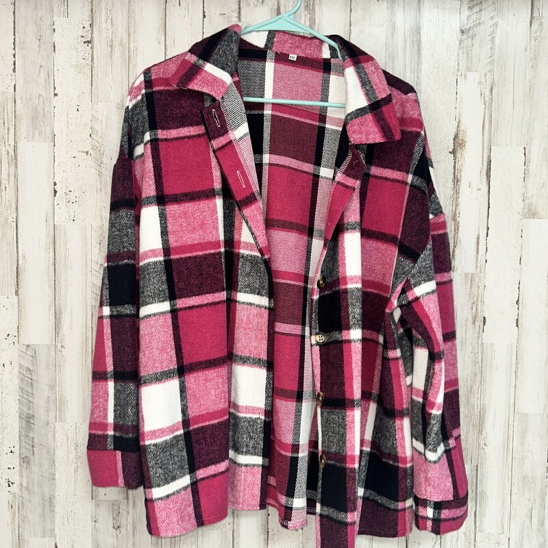 2X Hot Pink Plaid Shacket