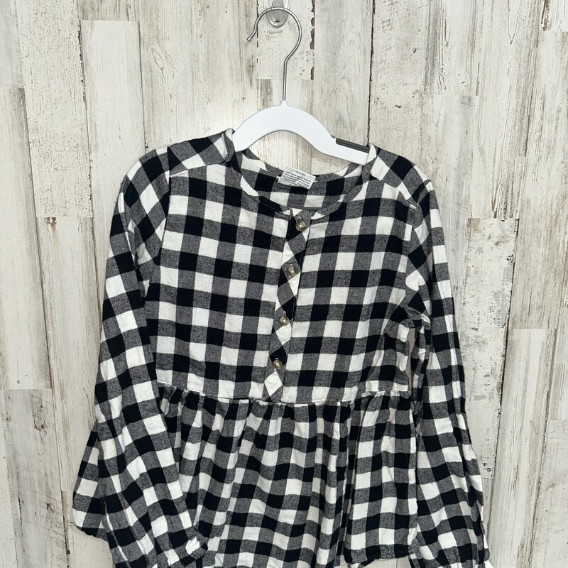 7 Black Plaid Button Top