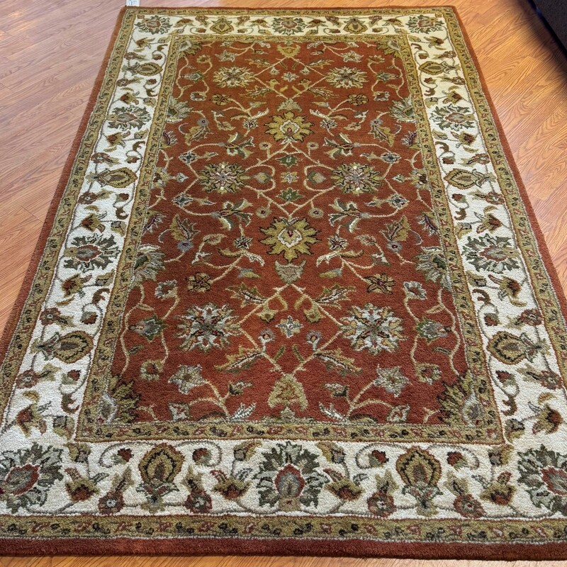 Wool Rug Traditional, Rust/tan, 5 x 7