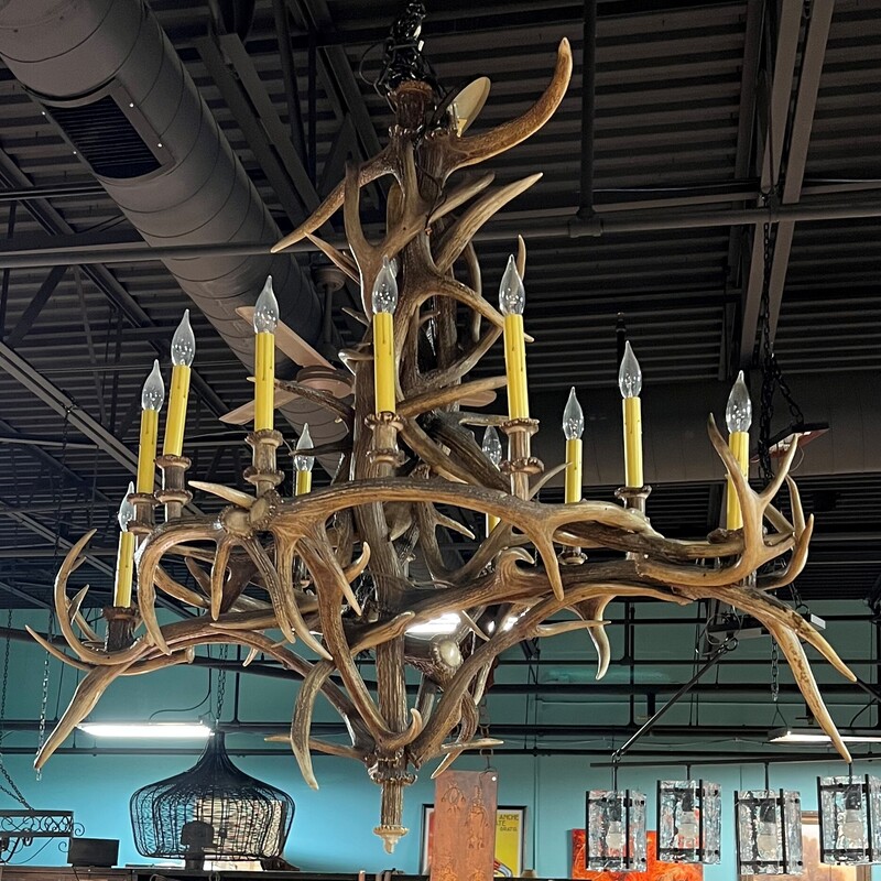 Large Antler Chandlier, Unique, 12 Lights