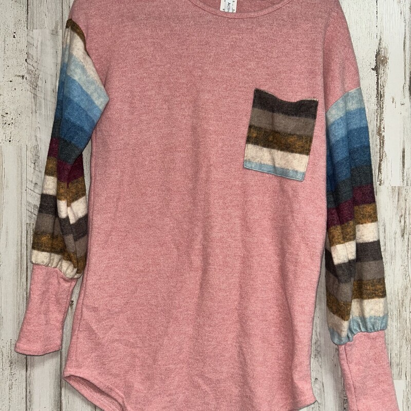 S Pink Stripe Knit Top