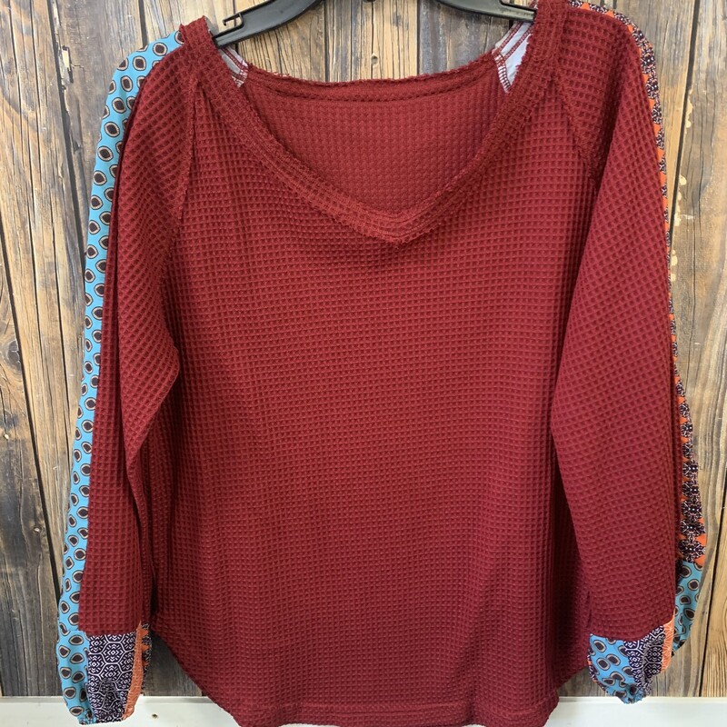 Red Waffle Knit Shirt, Size: L