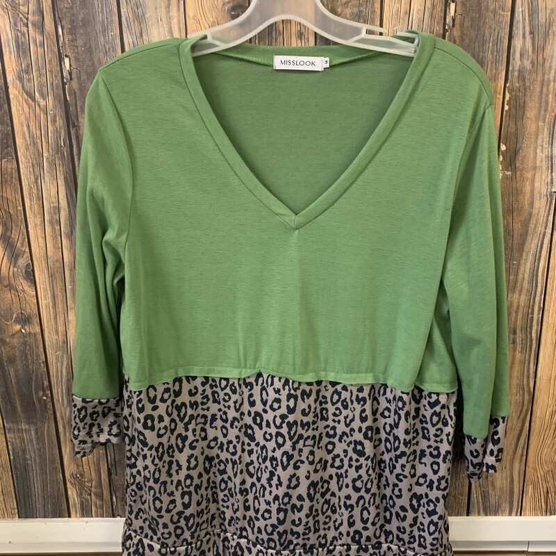 Green Animal Print Shirt, Size: M