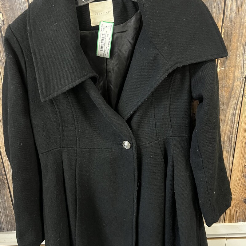 Long BlaCK DRESS COAT, Size: 14/16