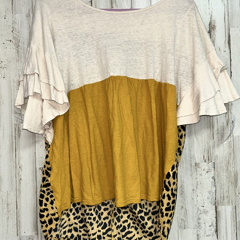 L Mustard Colorblock Top