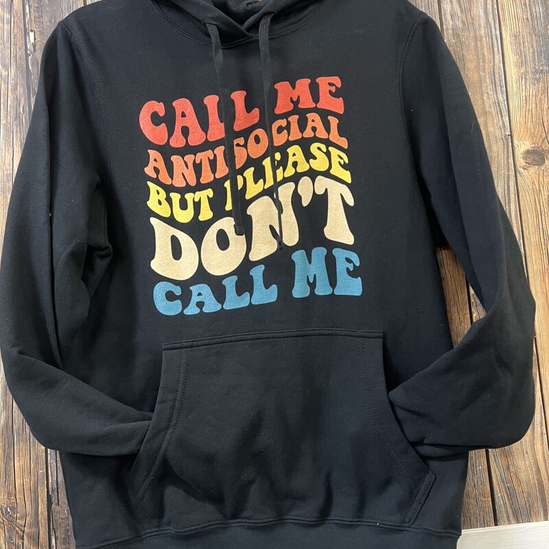 Black Call Me Hoodie, Size: S