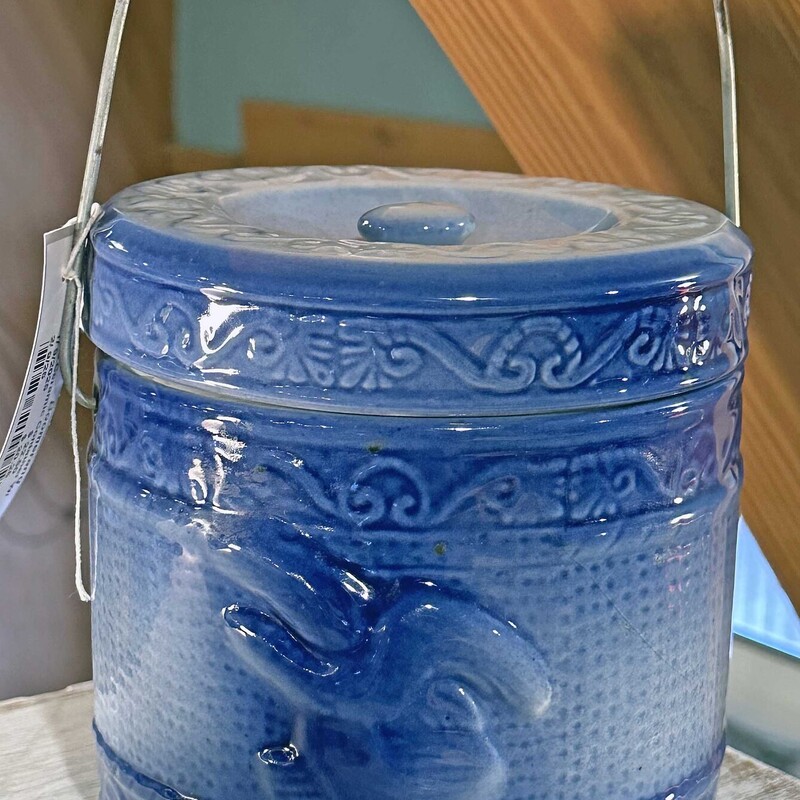 Blue Ceramic Container W/