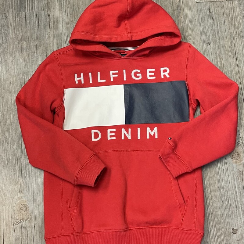 Tommy Hilfiger Pullover Hoodie, Red, Size: 9-10Y