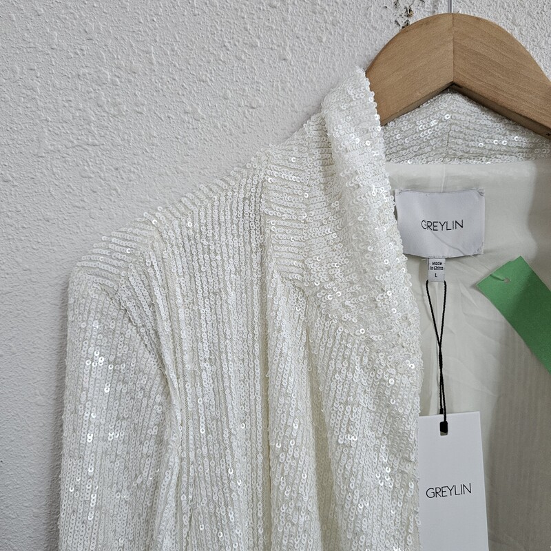 Greylin Sequin Blazer, White, Size: L/NWt