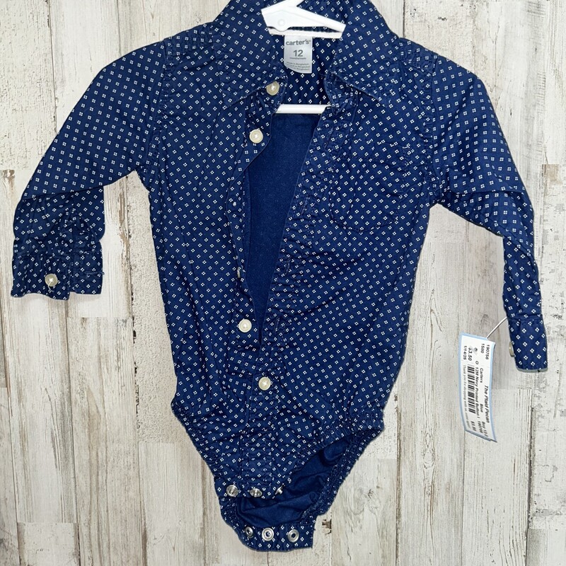 12M Navy Printed Button U