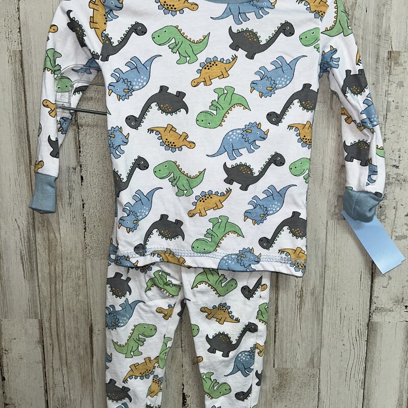 18M 2pc White Dino Pjs