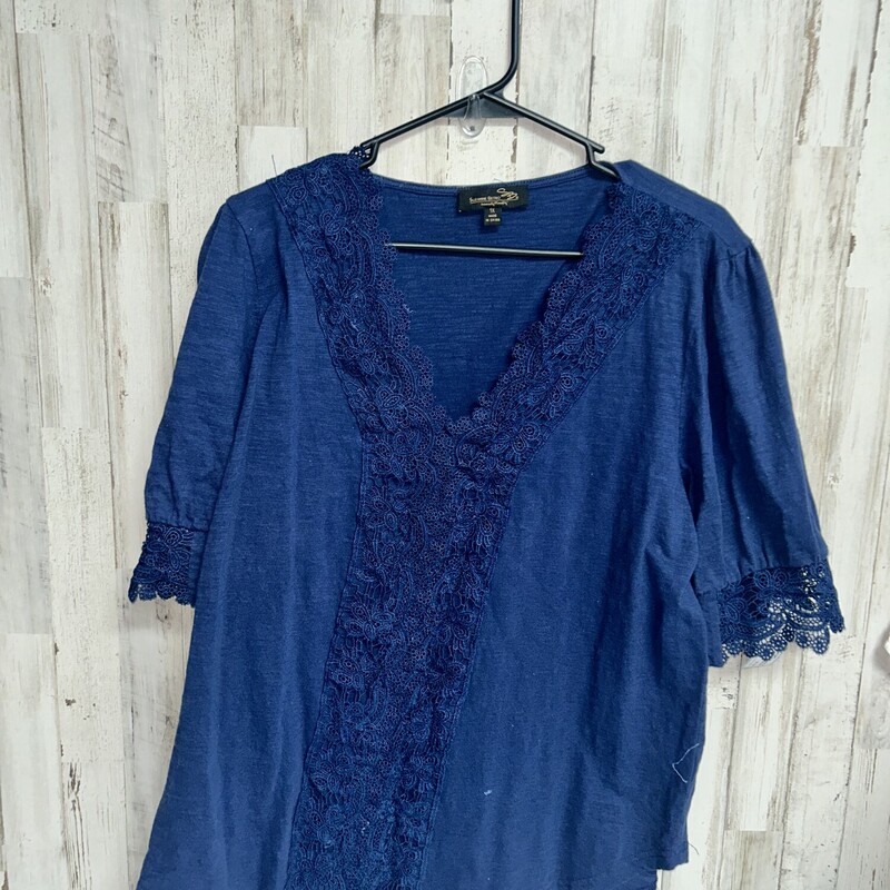 1X Navy Lace Trim Top