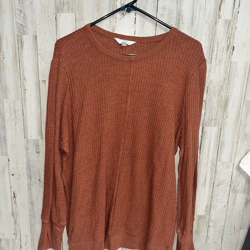 XL Rust Waffle Knit Top, Orange, Size: Ladies XL