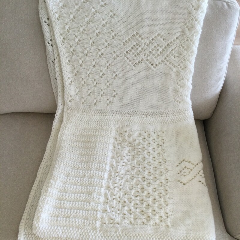 Hand Knit Throw,
Cream,
Size: None