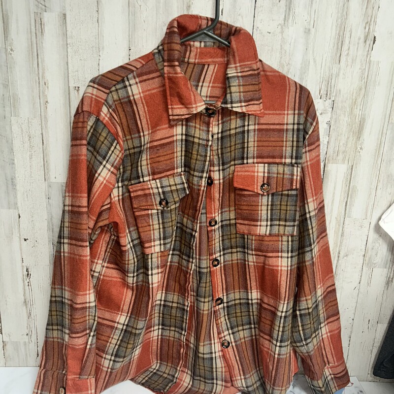 XL Orange Plaid Flannel, Orange, Size: Ladies XL