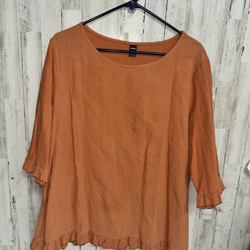 2X Orange Ruffle Trim Top