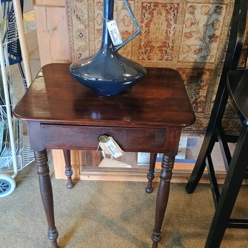 Wood Side Table W/Drawer