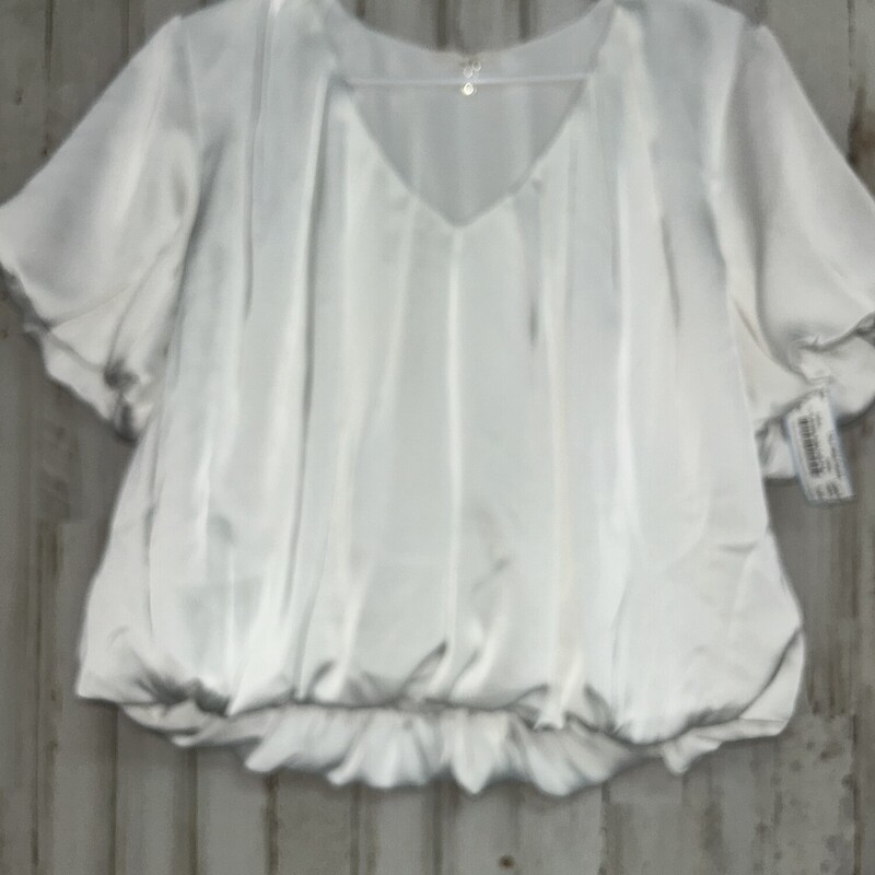 M White Satin Puff Top