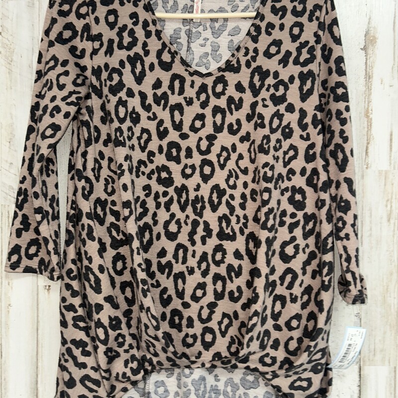 S Tan Leopard Knot Top