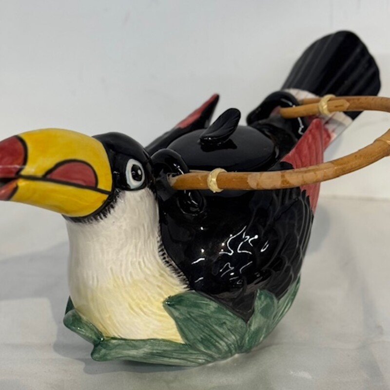 Fitz&Floyd Toucan Teapot
 Black, Yellow, White, Red, Green
 Size: 12x9H