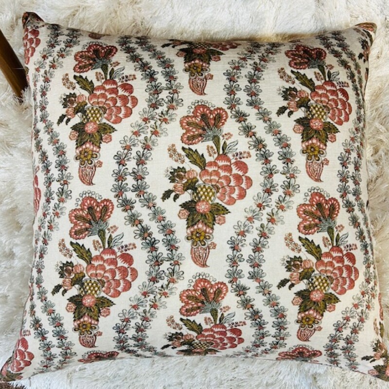 Pottery Barn Odeletta Paisley Square Pillow<br />
Pink Brown Cream<br />
Size: 19 x 19