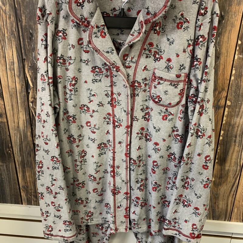 Gray Red PJs, Size: M