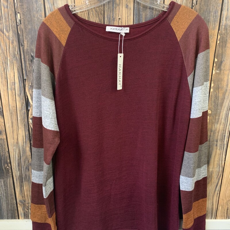 Maroon Stripe Sleeve Shir