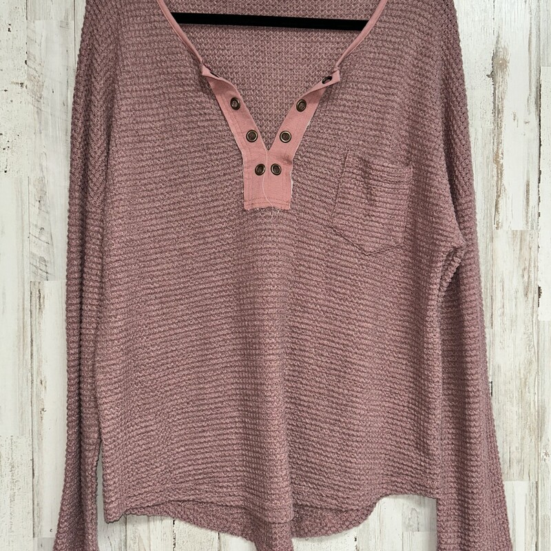 L Mauve Knit Pocket Top