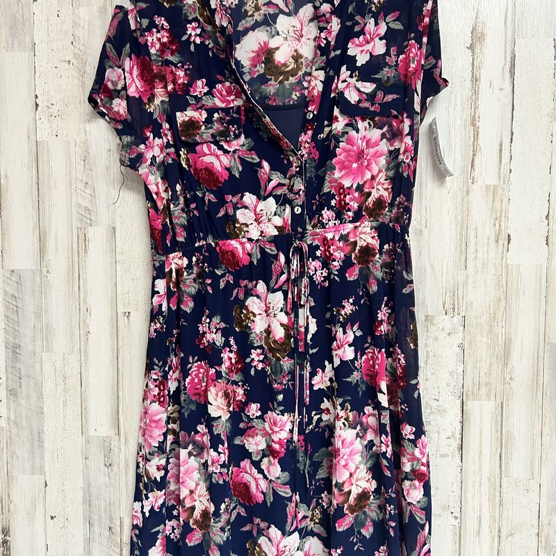 XL Navy Floral Mesh Dress