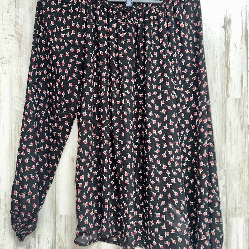 L Black Flower Top