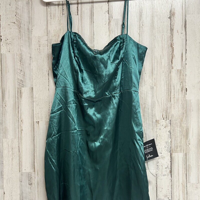 NEW L Green Satin Dress