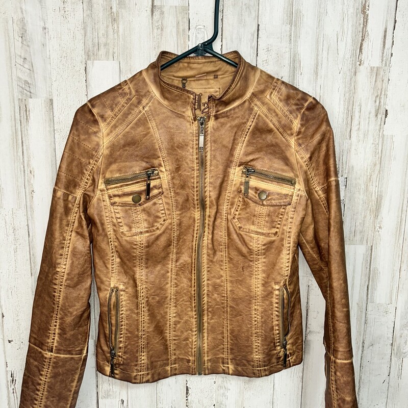 XS Brown Leather Jacket