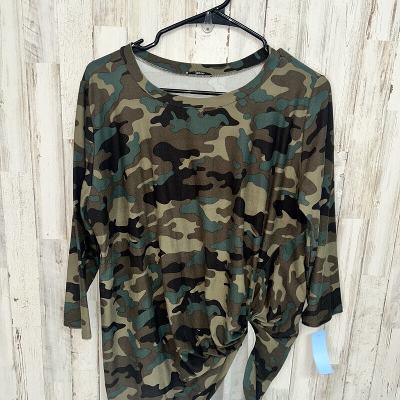 S Camo Knot Longsleeve, Green, Size: Ladies S