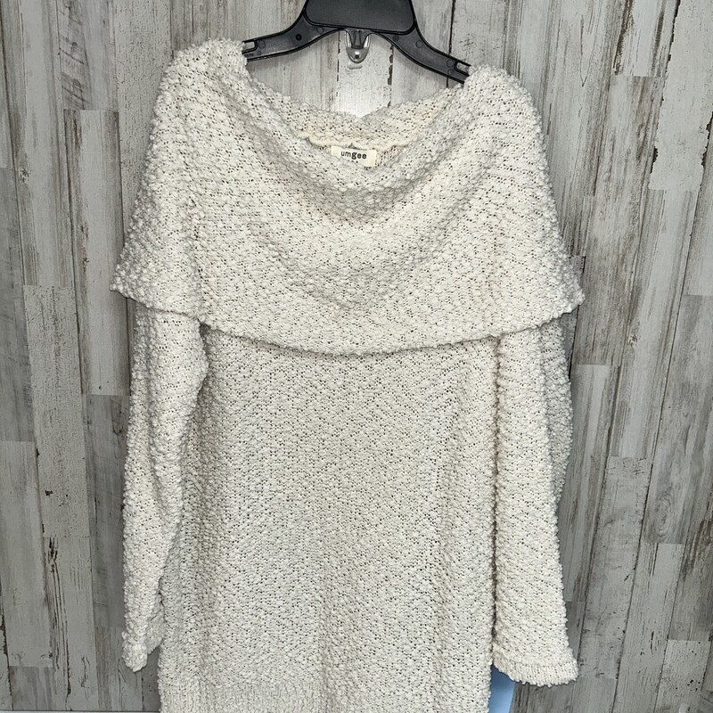 M Popcorn Cowl Sweater, White, Size: Ladies M