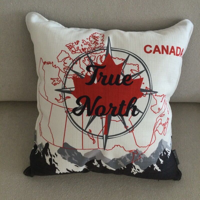 True North Toss Cushion,
White/Black/Red,
Size: 19 X 19 In