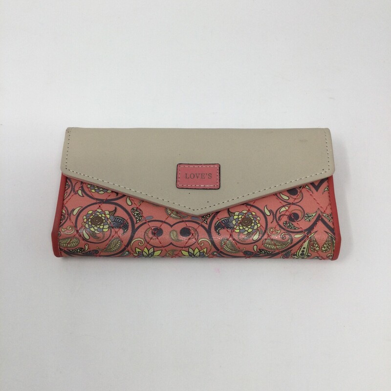 Love's Wallet,
Coral/Multi,
Size: 7.5 X 4 In