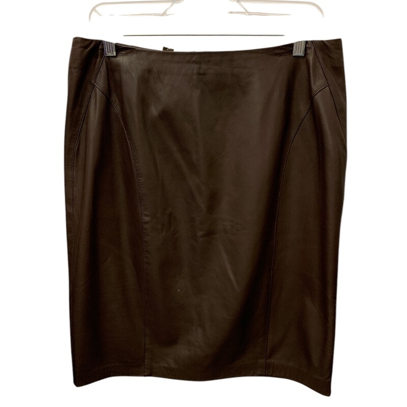 Danier Leather Skirt S10, Brown, Size: M