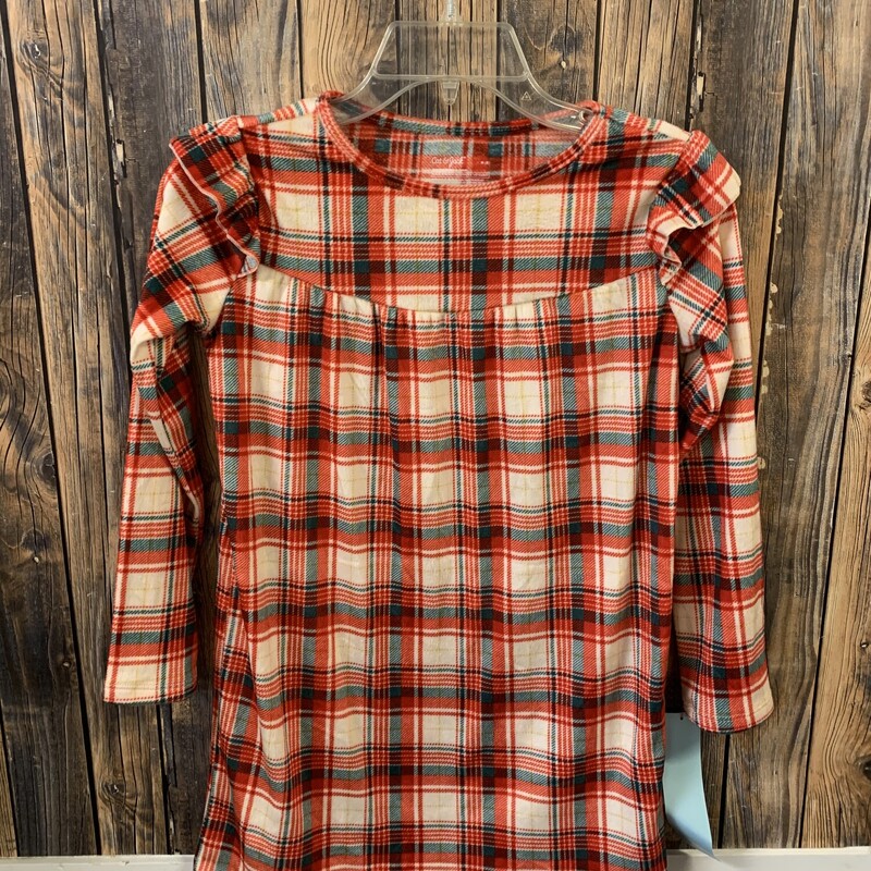 Red Green Plaid Nightgown, Size: 14