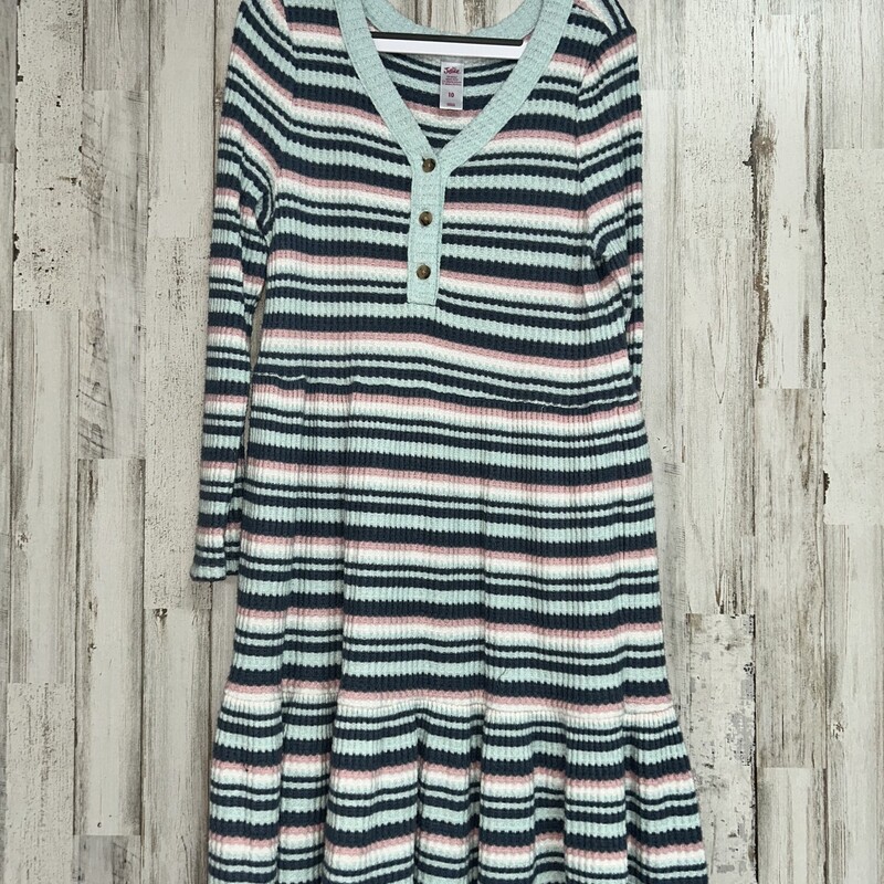 10 Blue Stripe Knit Dress, Blue, Size: Girl 10 Up